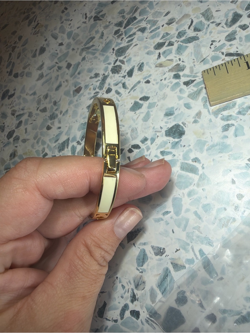 Coach Gold and Cream Enamel C-Logo Bangle Bracelet - Picture 4 of 6